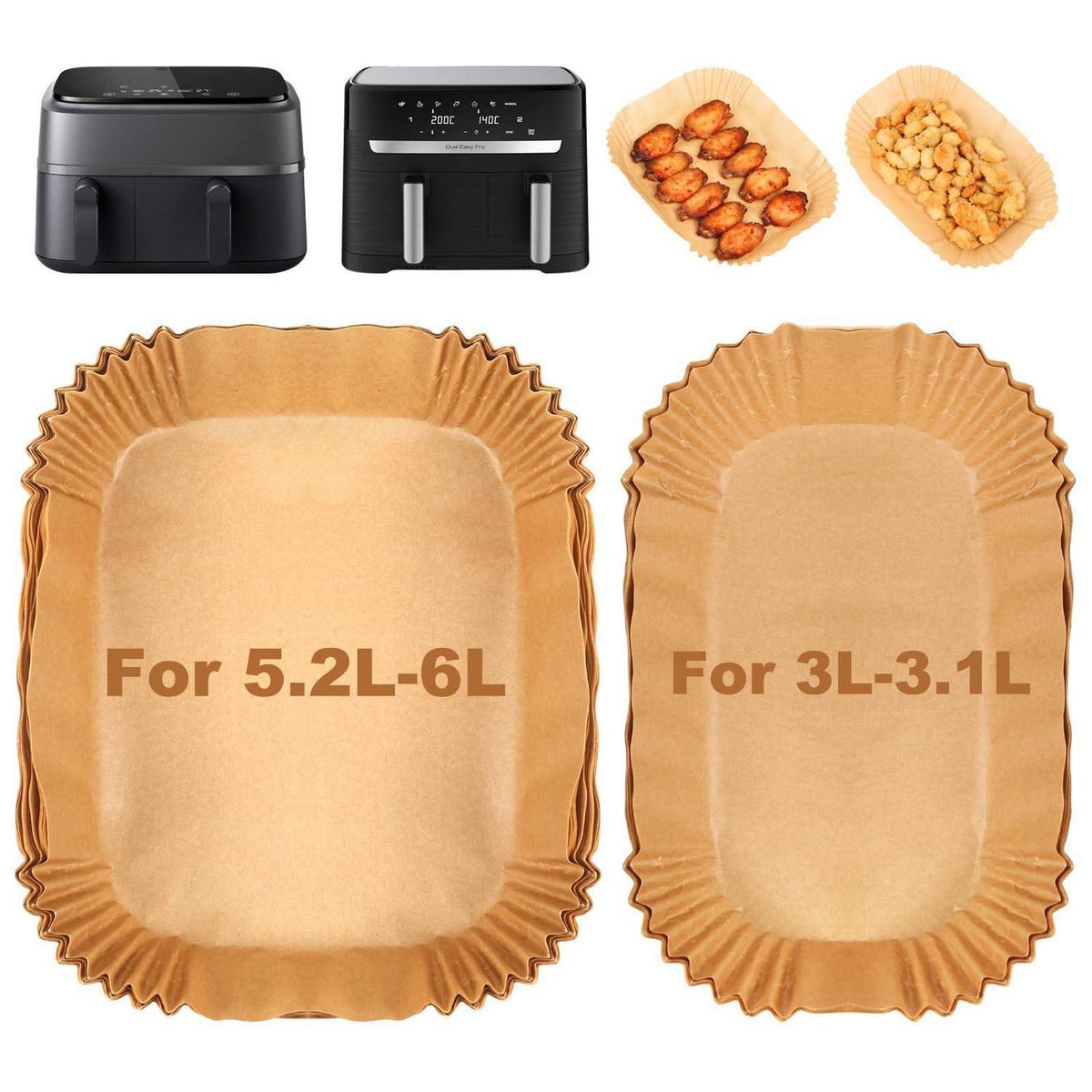 Heißluftfritteuse Backpapier – 100er Set für Korbfritteusen