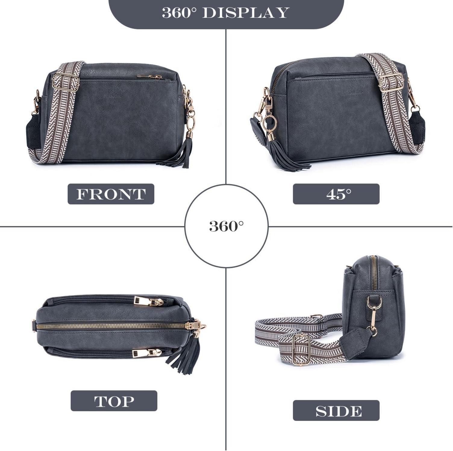Damen Handy Umhängetasche Veganem Leder Schultertasche Grau