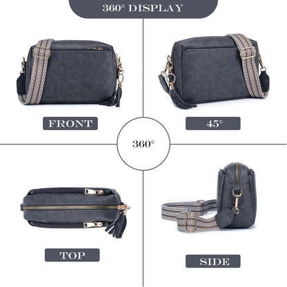 Damen Handy Umhängetasche Veganem Leder Schultertasche Grau