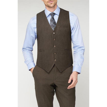 Herren Anzugweste Baumwolle V-Ausschnitt Elegant Braun XS-4XL