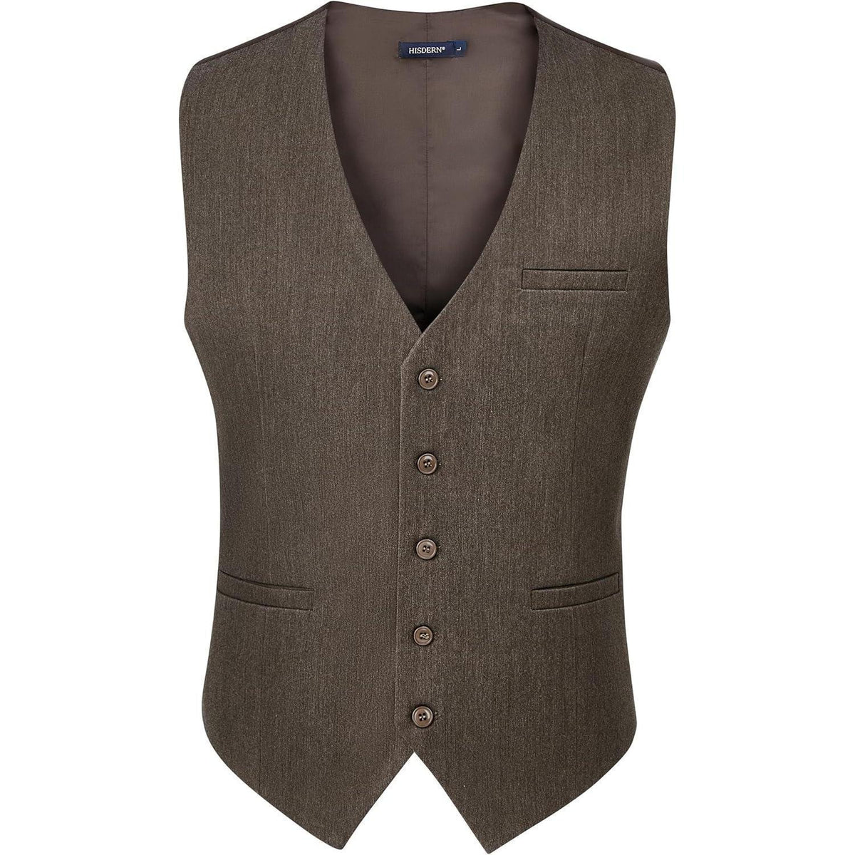 Herren Anzugweste Baumwolle V-Ausschnitt Elegant Braun XS-4XL