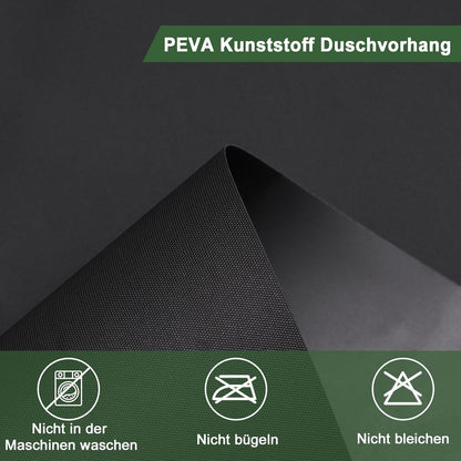 Duschvorhang Schwarz Wasserdicht Antischimmel mit 12 Duschvorhangringe