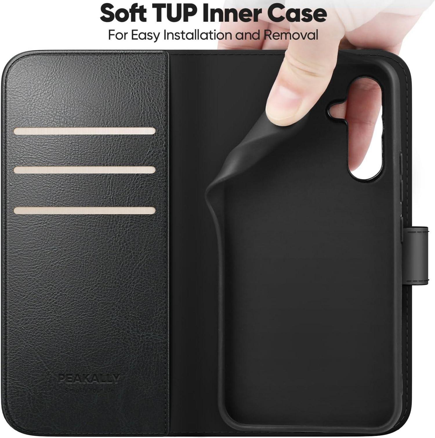 Handyhülle Samsung Galaxy S24 Magnet Schwarz RFID PU Leder