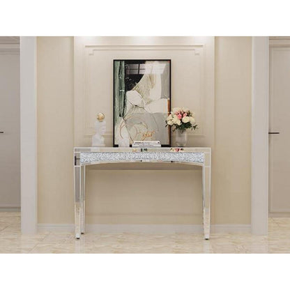 Konsolentisch Silber Kristall 120cm | Moderner Flurtisch mit Spiegel