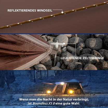 Glockenzelt für 6-12 Personen, 4-6.7M Baumwolle, Wasserdicht, mit PVC-Boden