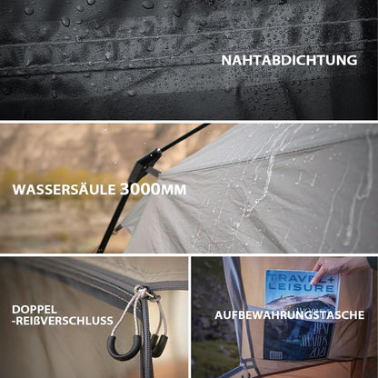 Glockenzelt für 6-12 Personen, 4-6.7M Baumwolle, Wasserdicht, mit PVC-Boden