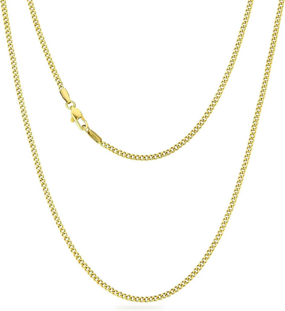 2mm Edelstahl Cuban Link Chain Damen Halskette Gold Vergoldet