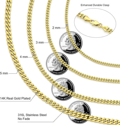 KRKC&CO 2mm Panzerkette Diamantschliff 14K Gold Vergoldet 45,7cm
