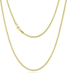 Goldene 2mm Panzerkette mit Diamantschliff, Edelstahl, 14K Gold