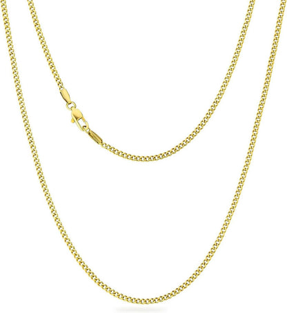 Goldene 2mm Panzerkette mit Diamantschliff, Edelstahl, 14K Gold