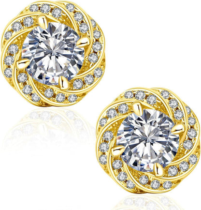 Moissanite Halo Ohrringe Damen Silber 925 Blume Kamelie VVS1 Diamant