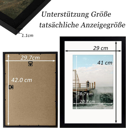 Bilderrahmen A3 Holz Weiße Passepartouts Display Erinnerungen