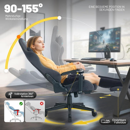 Ergonomischer Gaming Stuhl aus Wildlederimitat