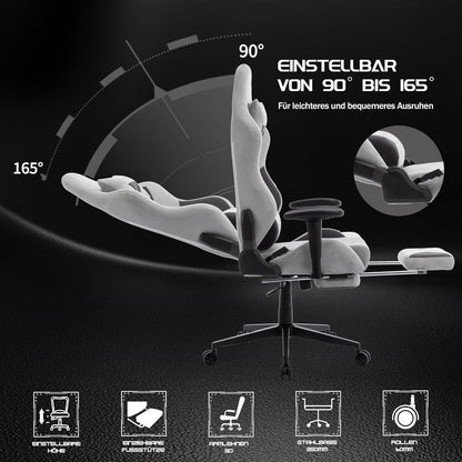Ergonomischer Gaming Stuhl 180 kg Belastbarkeit in Lederoptik