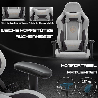 Ergonomischer Gaming Stuhl 180 kg Belastbarkeit in Lederoptik