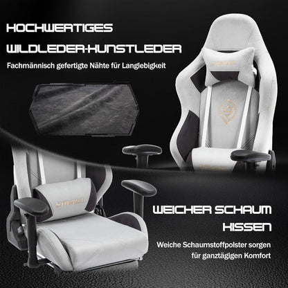 Ergonomischer Gaming Stuhl 180 kg Belastbarkeit in Lederoptik