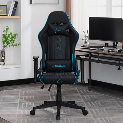 Ergonomischer Gaming Stuhl Hohe Rückenlehne Schwarz Blau 150