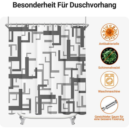 Duschvorhang 240x200 cm Block Antischimmel Textil wasserabweisend waschbar