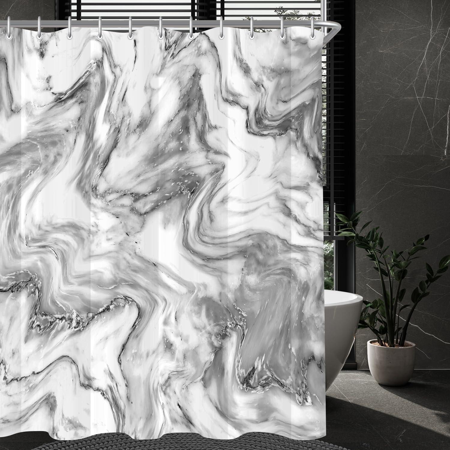 Lerores Duschvorhang 200x200cm Marmor Antischimmel Wasserabweisend 12 Ösen Badezimmer