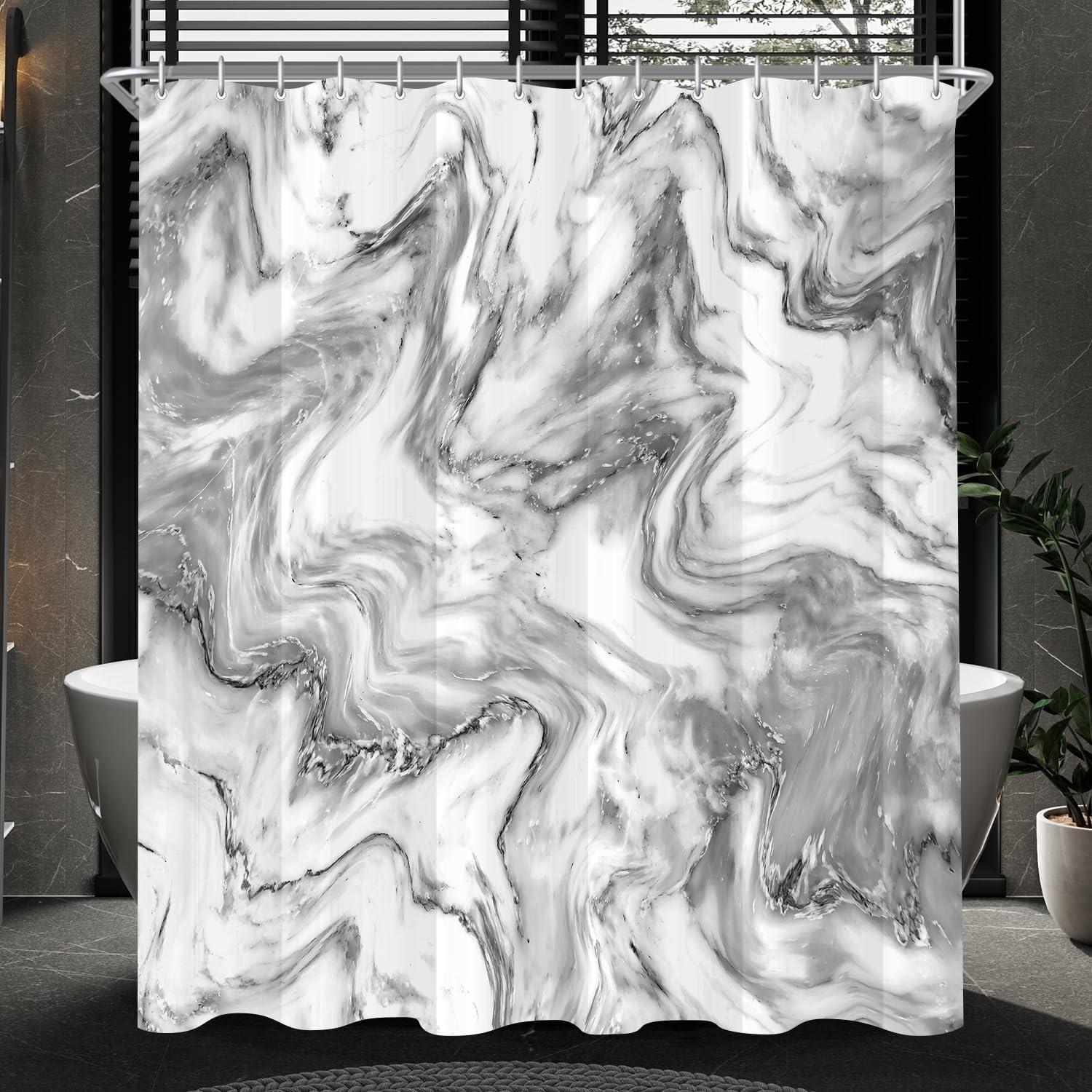 Duschvorhang Marmor Antischimmel 240x200cm Polyester Saum Textil 16