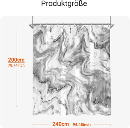 Duschvorhang Marmor Antischimmel Polyestertextil 240x200cm 16 Ösen