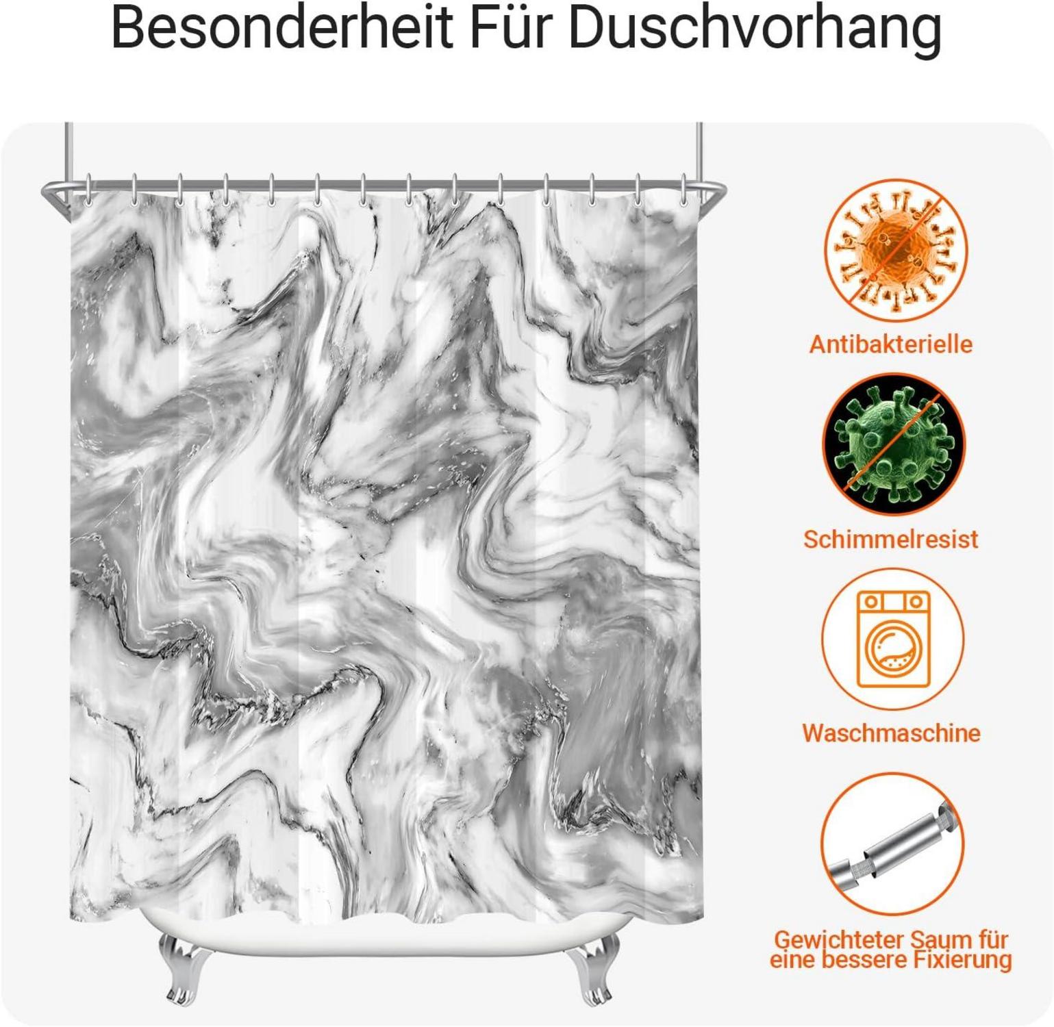 Duschvorhang 240x200cm Marmor Antischimmel Wasserabweisend|Polyester Stoff 16