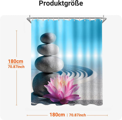Duschvorhang 180x180cm Kieswüste Antischimmel Textil wasserabweisend Polyester