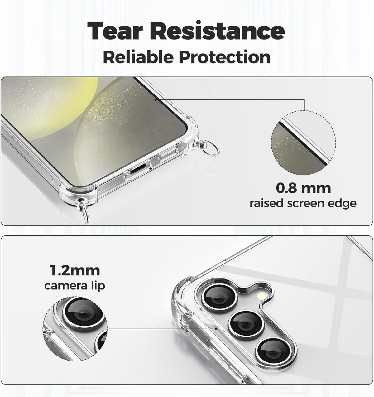 Handykette für Samsung Galaxy S24, Transparente Hülle mit Kordel