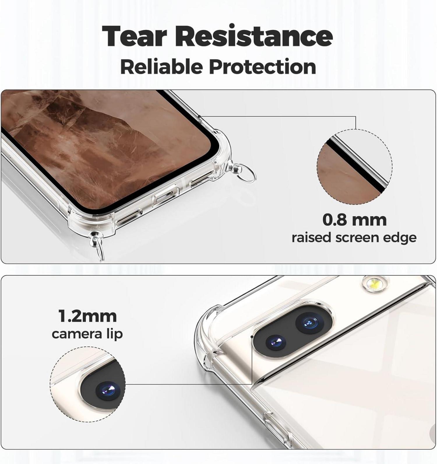 Handykette für Google Pixel 8A - Transparente Hülle mit Handyband