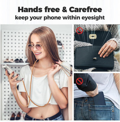 Caslord Handykette für Google Pixel 8A, Transparente Necklace Hülle mit Umhängeband