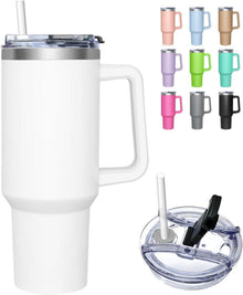 Thermobecher 2-in-1-Deckel 1180ML Trinkbecher Strohhalm Edelstahl