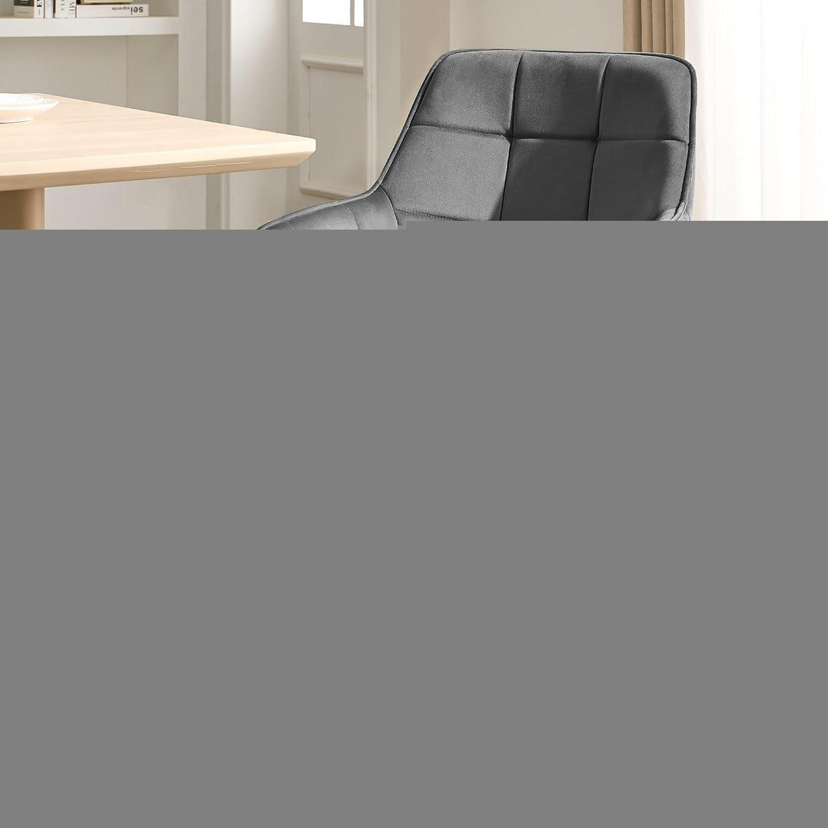 Drehbarer Esszimmerstuhl Set 6x Samt Dunkelgrau mit Armlehne