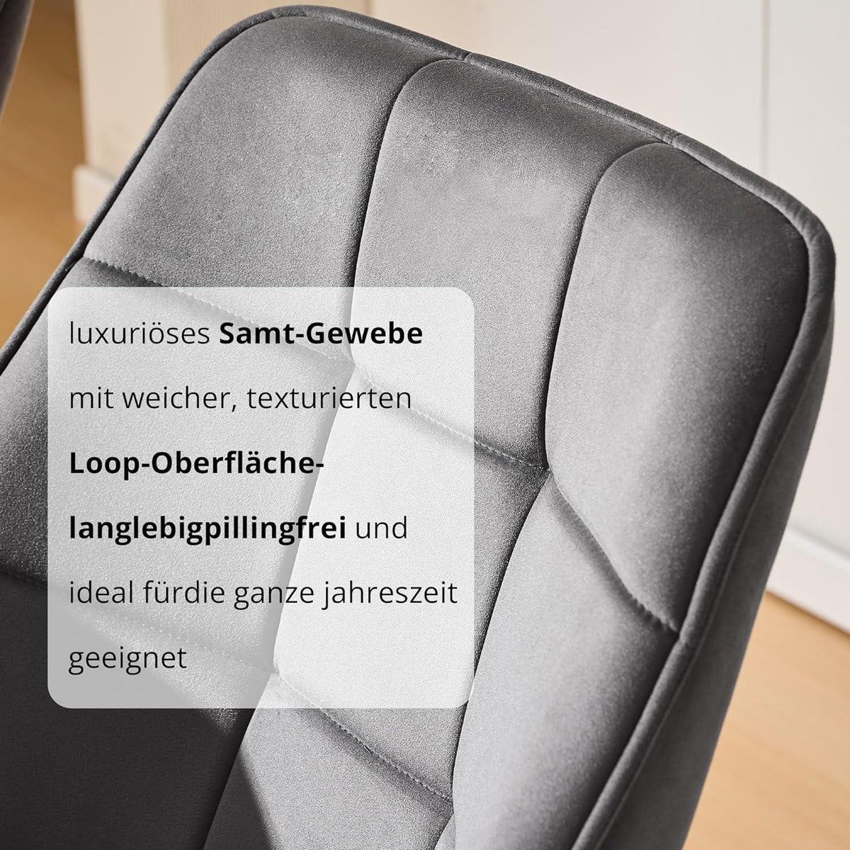 Drehbarer Esszimmerstuhl Set 6x Samt Dunkelgrau mit Armlehne