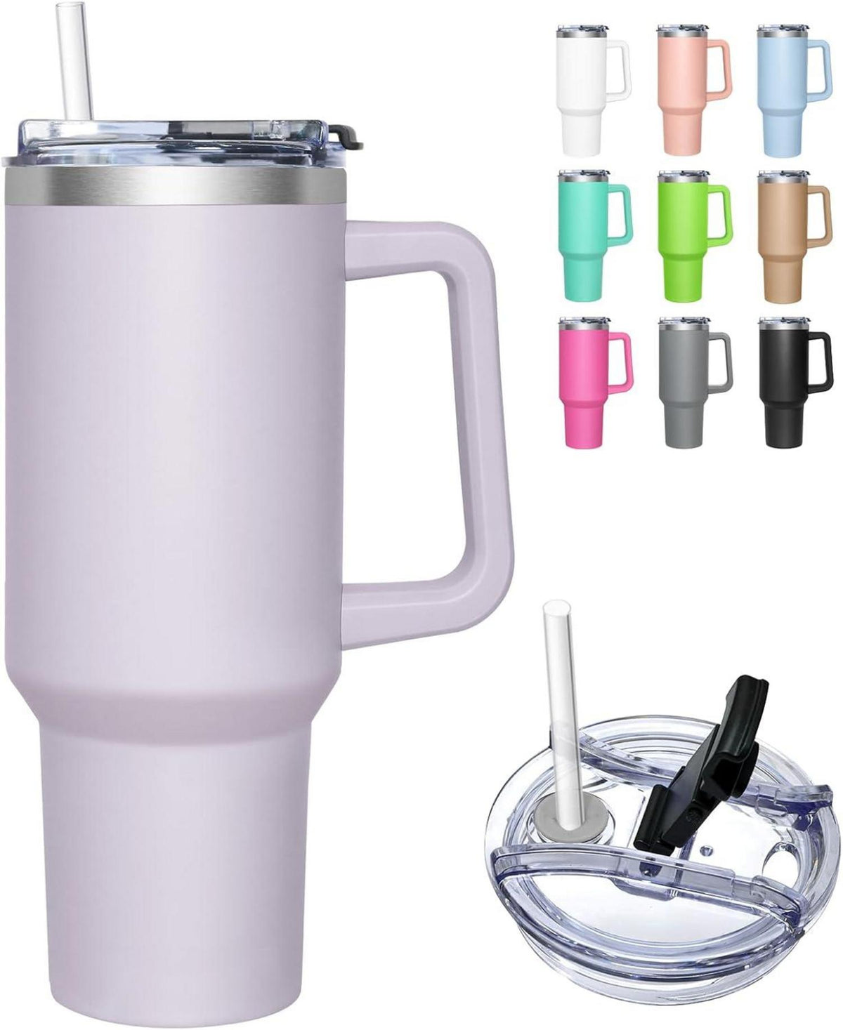 Thermobecher 2-in-1 Deckel 1180ml Trinkbecher Strohhalm Edelstahl