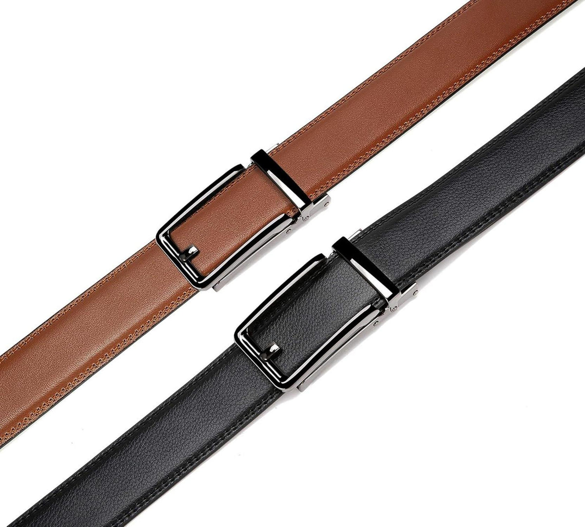 Automatik Ledergürtel Herren 35mm Cognac/Schwarz Taille 100-115cm