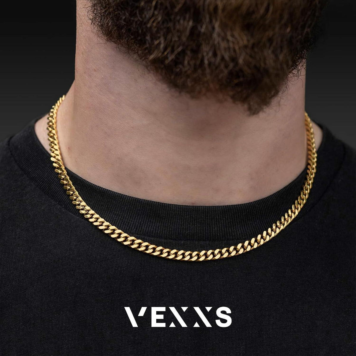 Panzerkette Herren 18 Karat Vergoldet 4-6mm, Goldkette für Männer