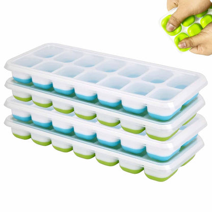 Silikon Eiswürfelform mit Deckel – 4er Set für klare Eiswürfel
