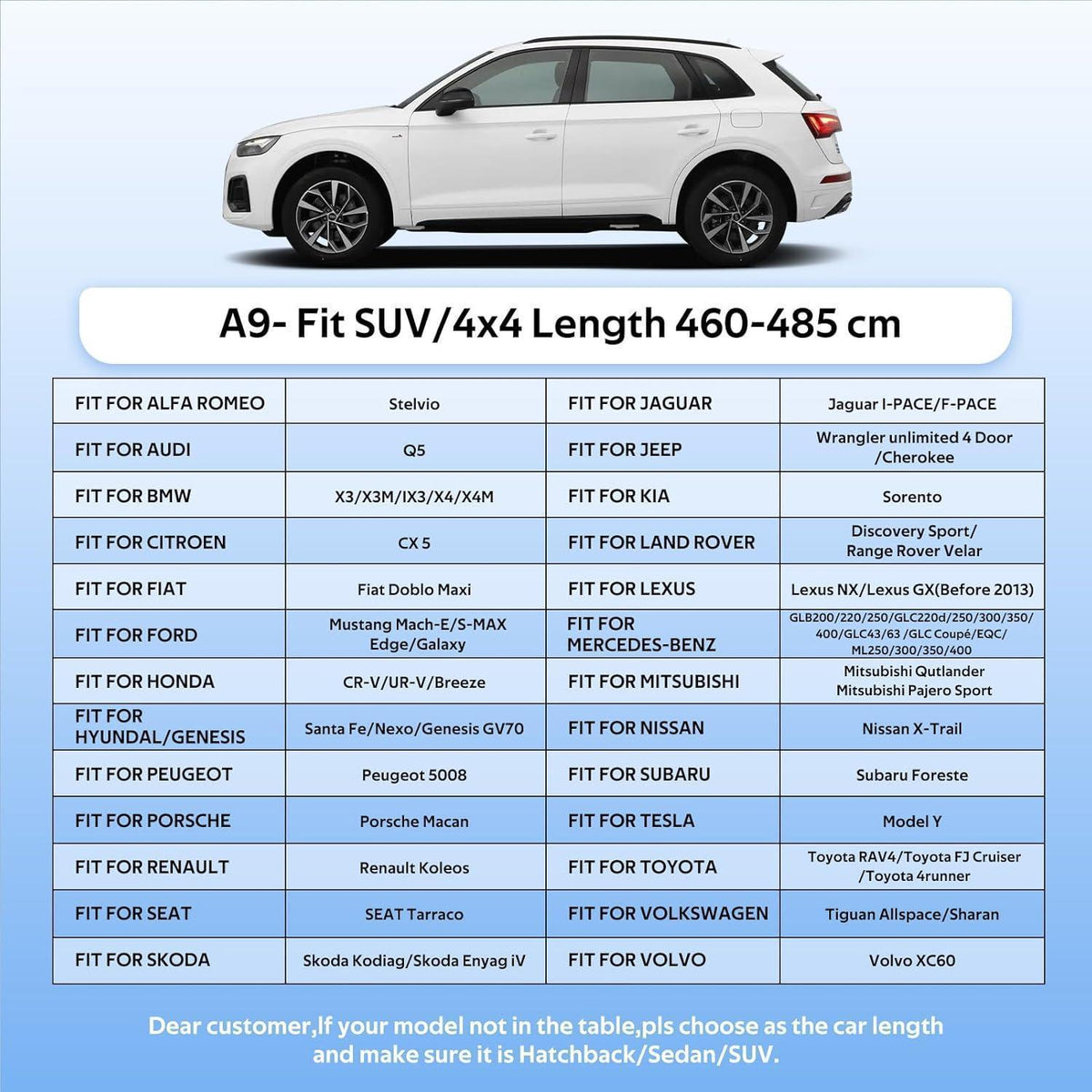 Wasserdichte SUV Autoabdeckung – Schutz für Audi Q5, RAV4 & Co.