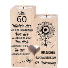 Kerzenständer 60. Geburtstag Frau Holz Teelichthalter