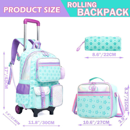 Rollrucksack Einhorn für Mädchen – 17 Zoll Schule & Reise