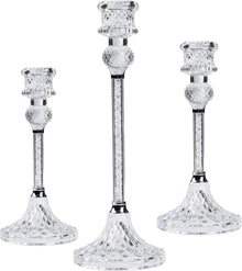 Kristall Kerzenständer Set 3-teilig Glas Stabkerzenhalter