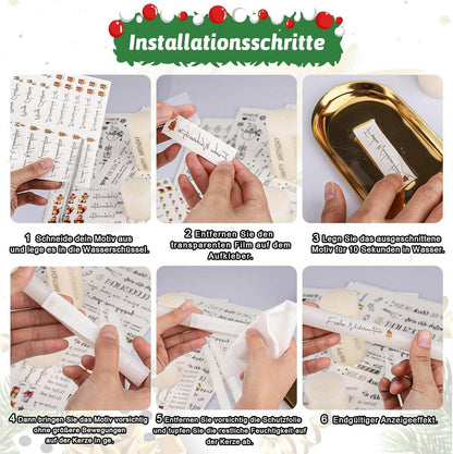 Weihnachts Kerzentattoos Wasserschiebefolie DIY Geschenk 6 Stück