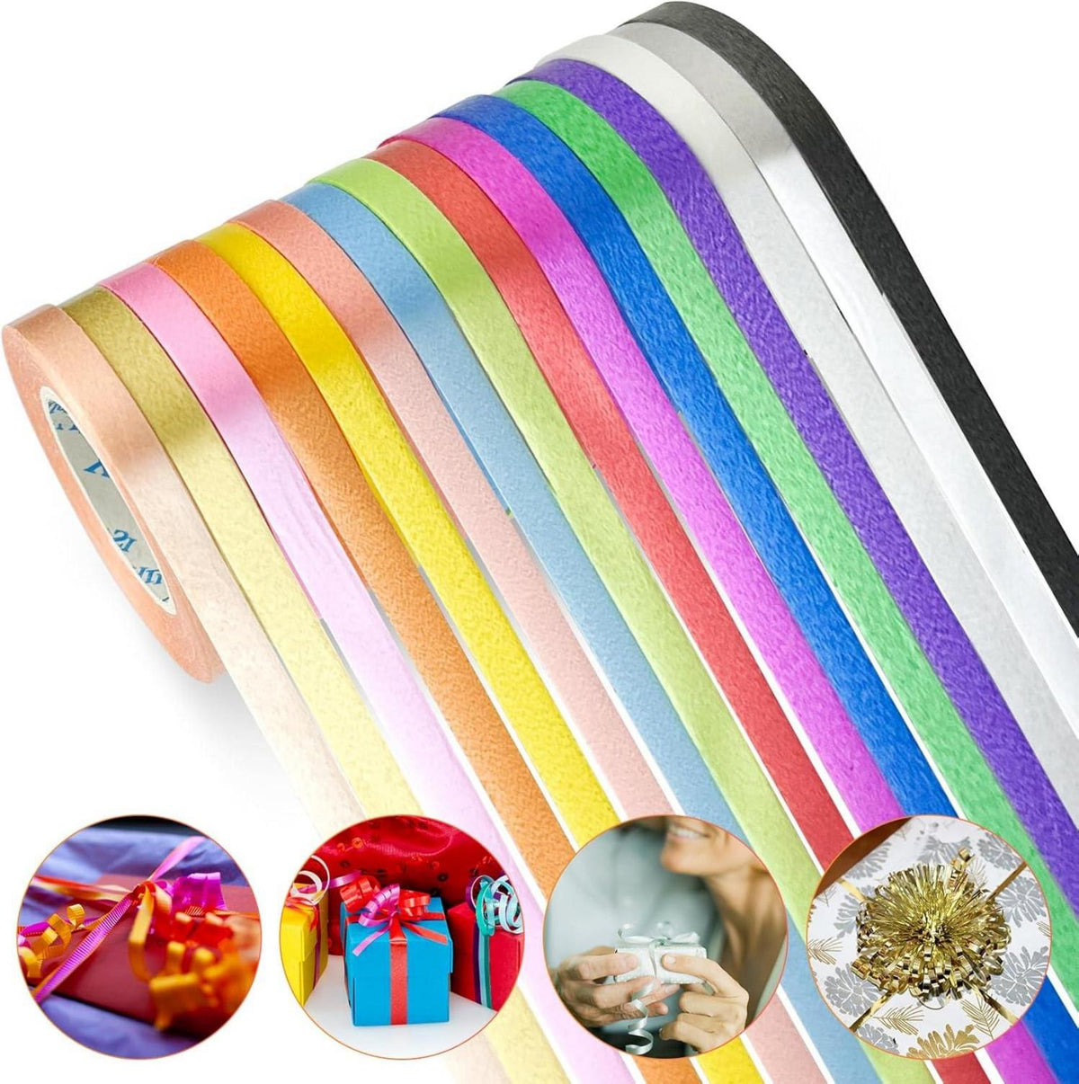 112 Rollen Satinband Set 16 Farben 5mm x 10m Schleifenband