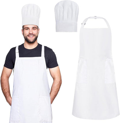 Kochschürze und Kochmütze Set mit Taschen, wasserdicht, verstellbar