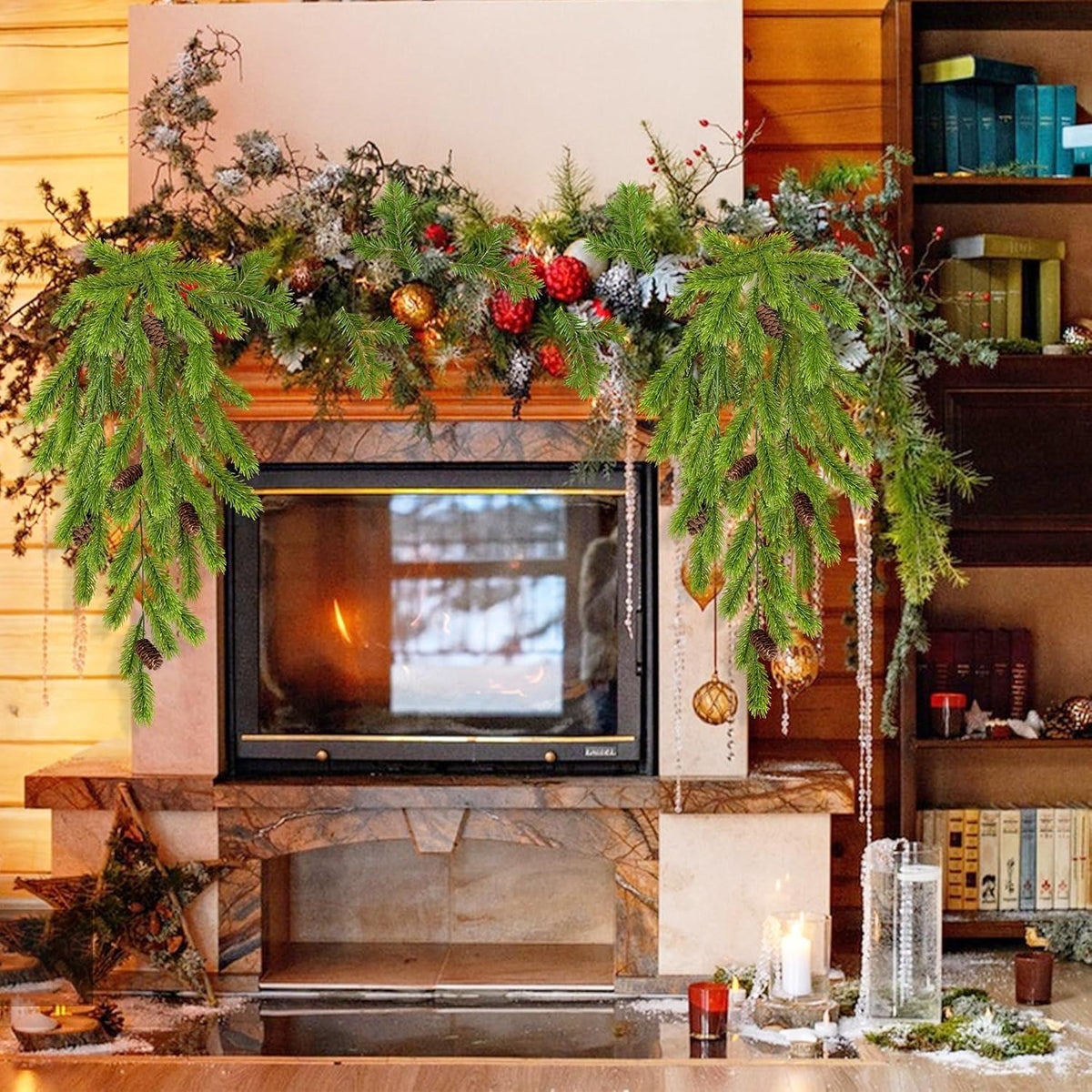 2er Set Künstliche Tannenzweige 74cm Weihnachtsdeko Grün