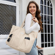 Canvas Tote Bag Damen Handtasche Groß Shopper mit Laptop