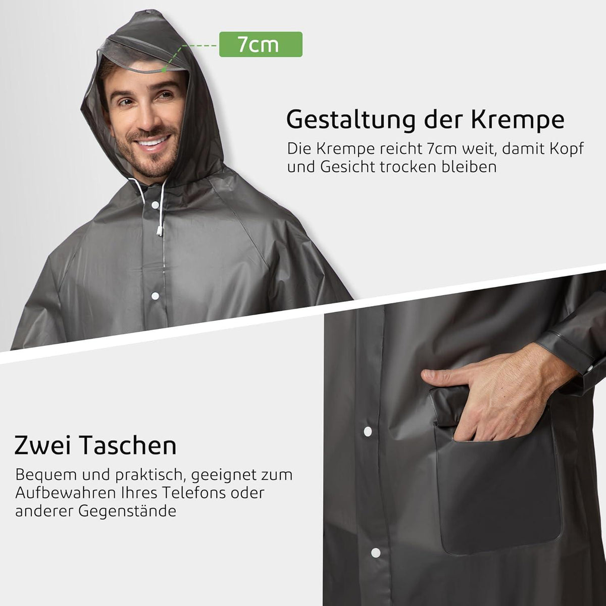 Regenponcho Wasserdicht EVA Regencape Reflektorstreifen
