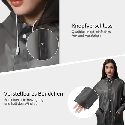 Opret Regenponcho Herren Damen Wasserdicht EVA Schwarz