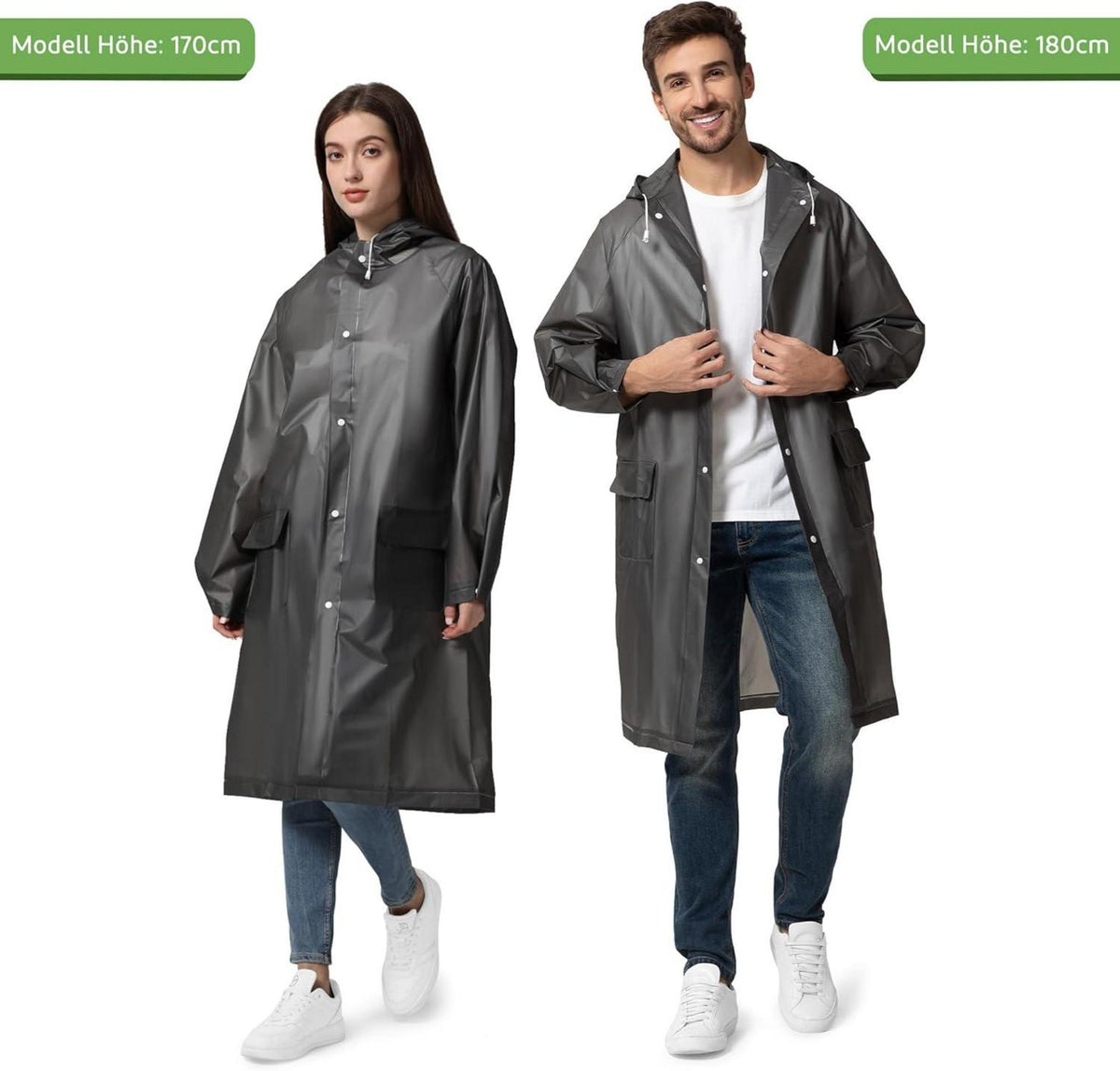 Regenponcho Herren Damen Wasserdicht EVA Reflektorstreifen Taschen
