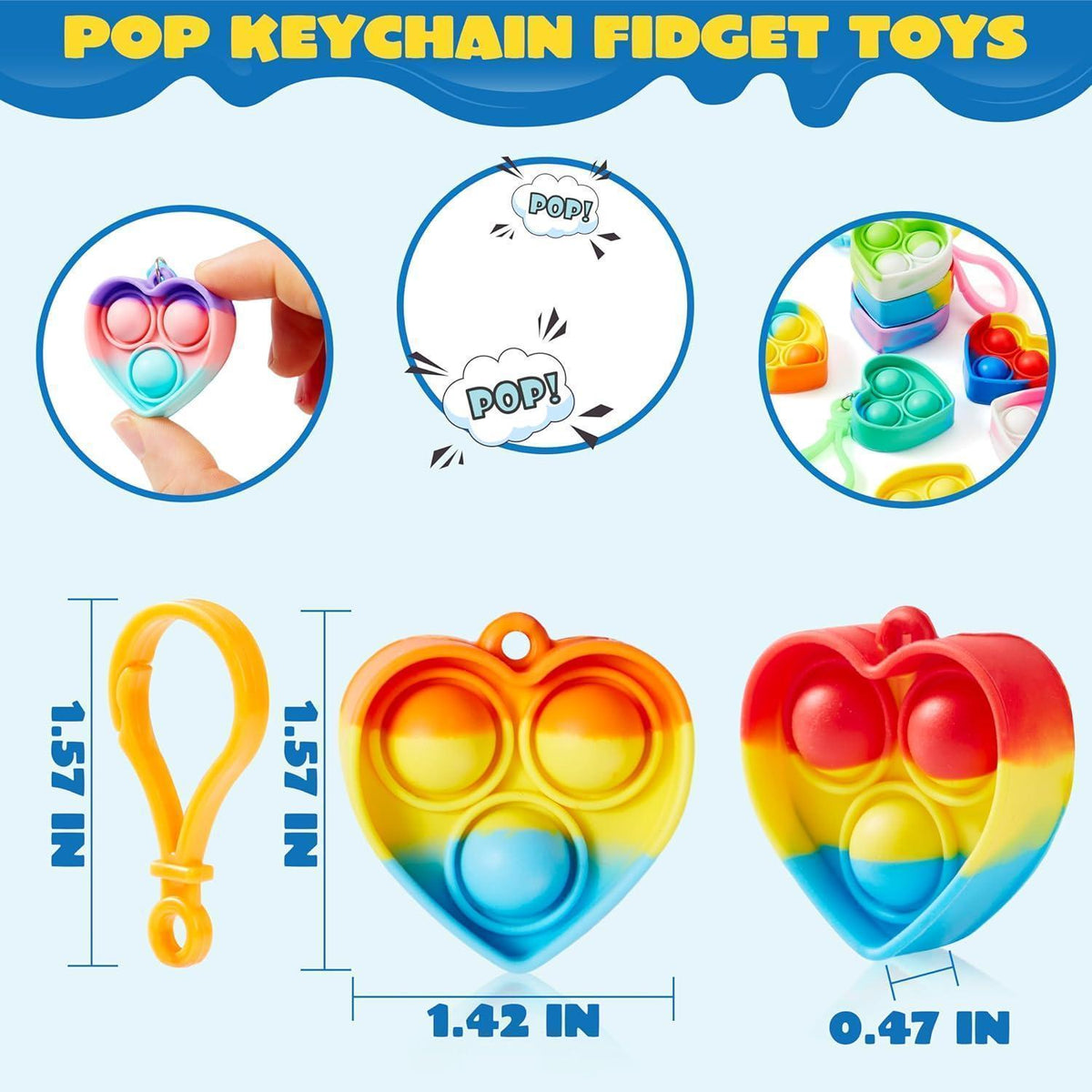 Pop-Schlüsselanhänger Herz – Fidget-Spielzeug für Kindergeburtstage